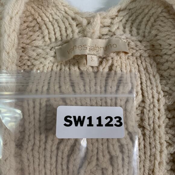 Vanessa Bruno S Suzanne Cable Knit Cardigan Sweater Belted Beige - Picture 4 of 9